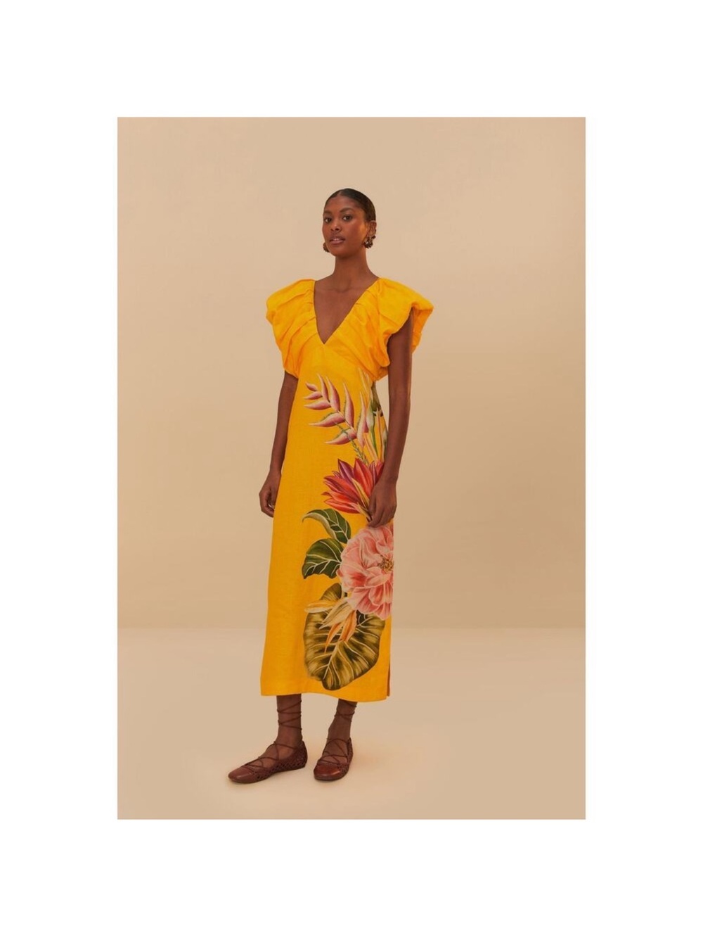 FARM Rio Off White Spring Awakening Tropical-Print Midi Dress - Picture 3 of 7